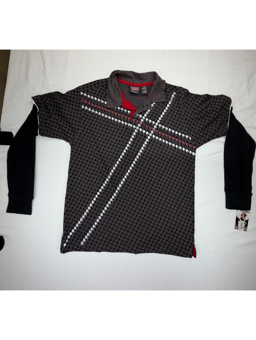 Point Zero Men’s Polo Shirt Long Sleeve Collared Cotton Size M Multicolor NWT